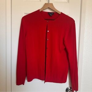 Ann Taylor button up Vibrant Red Knit Top Rayon